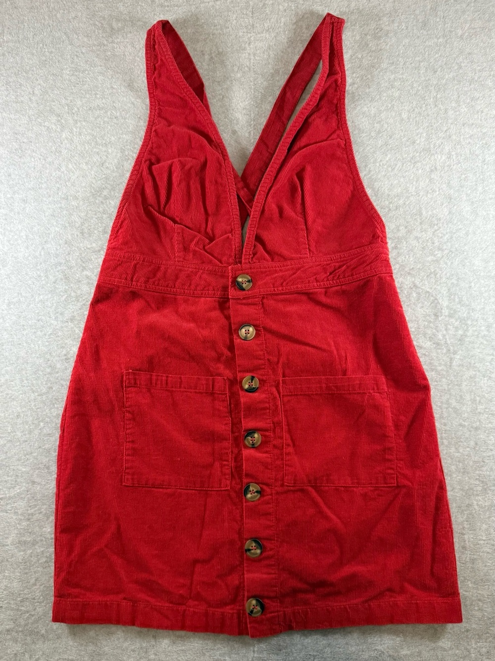 Blue Blush Red Backless Button-Front Dress